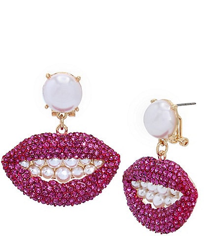 Betsey Johnson Lips Drop Statement Earrings