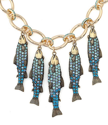 Betsey Johnson Mermaid Jewels Fish Charm Bib Collar Necklace