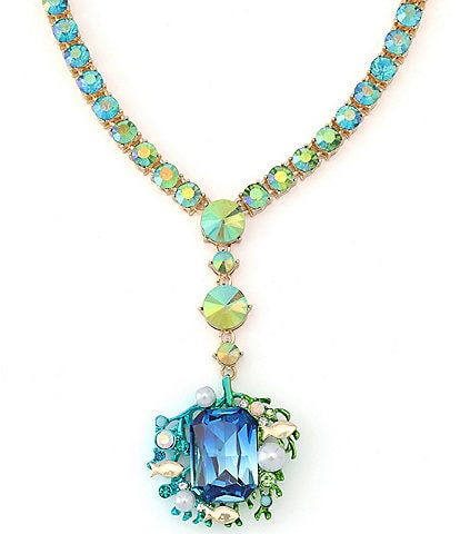 Betsey Johnson Mermaid Jewels Seaweed Stone Gem Tennis Y Necklace