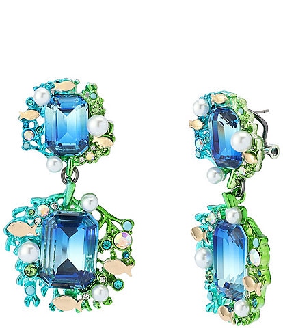 Betsey Johnson Mermaid Jewels Seaweed Stone Statement Drop Earrings