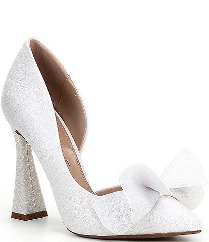 Betsey Johnson Nobble Bow Glitter Pointed Toe Pumps
