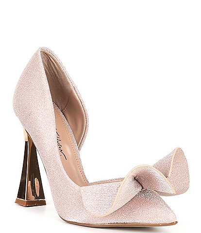 Betsey Johnson Nobble Bow Sparkle Pointed Toe Pumps