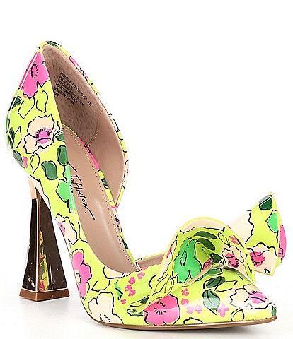 Betsey Johnson Nobble-P Patent Floral Bow Mirrored Heel d'Orsay Pumps
