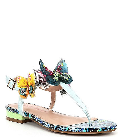 Betsey Johnson Prilla Butterfly Bead Embellished T-Strap Sandals