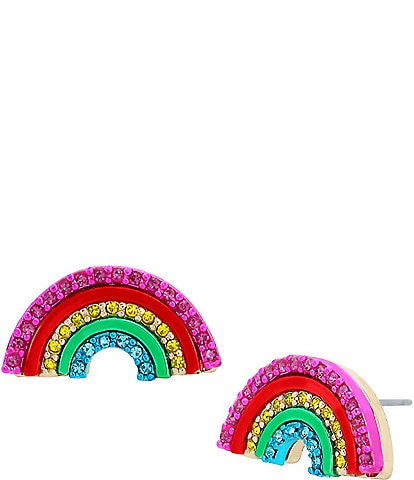 Betsey Johnson Crystal Rhinestone Rainbow Stud Earrings