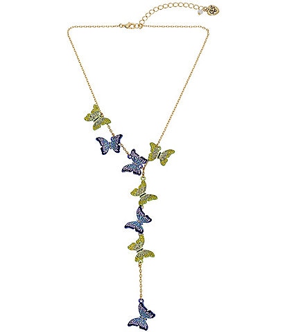 Betsey Johnson Crystal Rhinestone Butterfly Y-Necklace