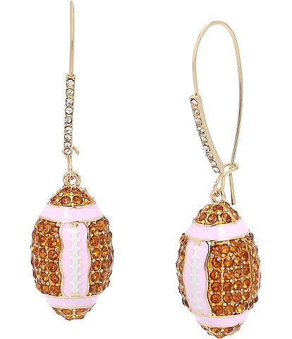 Betsey Johnson Rhinestone Football Dangle Drop Earrings