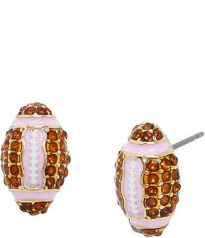 Betsey Johnson Rhinestone Football Stud Earrings