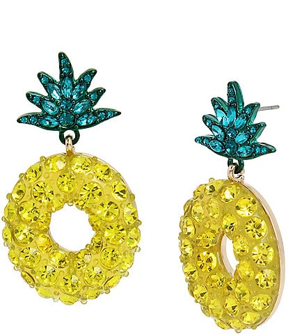 Betsey Johnson Rhinestone Pineapple Drop Earrings