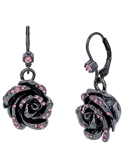 Betsey Johnson Rose Crystal Drop Earrings