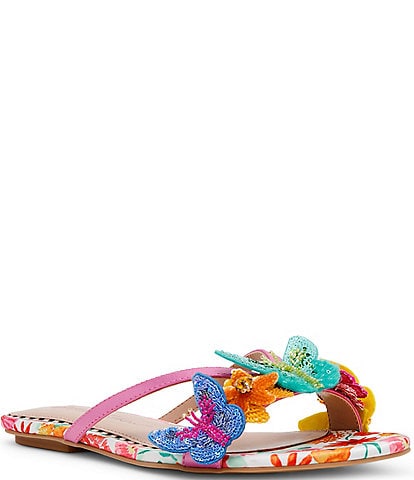 Betsey Johnson Sellena 3D Butterfly Embellished Slide Sandals