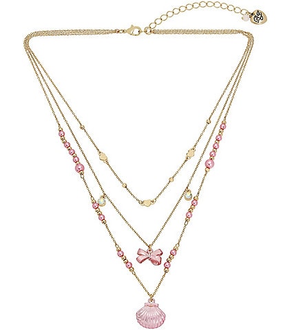 Betsey Johnson Shell Layered Short Multi-Strand Necklace