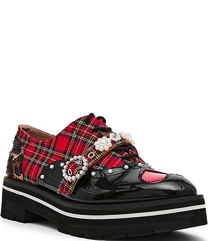 Betsey Johnson Simonee Mixed Print Platform Oxfords
