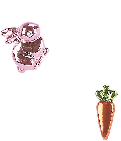 Betsey Johnson Spring Bunny & Carrot Mismatch Stud Earrings