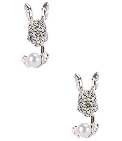 Betsey Johnson Spring Bunny Barbell Ear Jacket Earrings