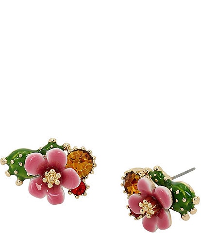 Betsey Johnson Tropical Flower Stone Cluster Stud Earrings