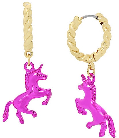 Betsey Johnson Unicorn Charm Huggie Hoop Earrings