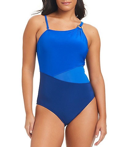 Beyond Control Solid Essential Colorblock One Piece Swimsuit