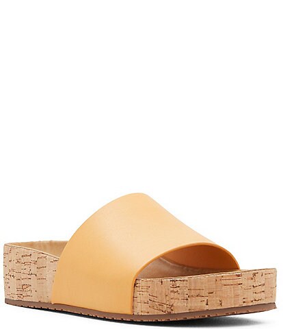 Billabong Byron Bay Leather Cork Platform Wedge Slides