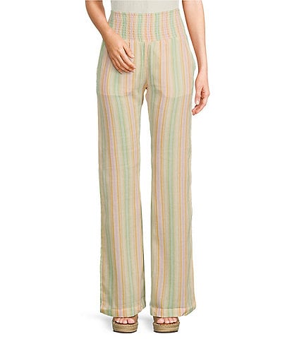 Billabong New Waves 2 Relaxed High-Rise Smocked Waist Striped Pants
