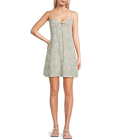 Billabong Last Sunset Floral Printed Sleeveless Mini Dress