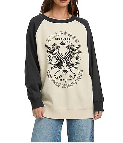 Billabong Long Sleeve Graphic Raglan Crew Neck Sweatshirt