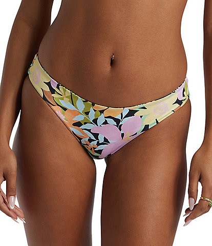 Billabong Mas Aloha Reversible Tropical Print Lowrider Hipster Swim Bottom