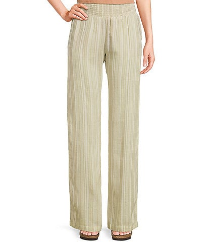 Billabong New Waves High Rise Smocked Striped Pants
