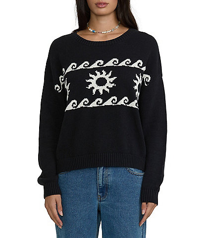 Billabong Palms For Life Oversized Jacquard Sweater-Knit Sweater