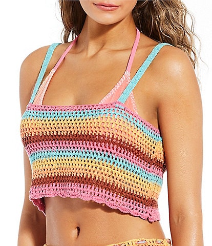 Billabong Siesta Multi Color Stripe Crochet Cami Tank Top