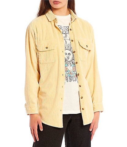 Billabong So Stoked Long-Sleeve Button-Front Oversized-Fit Corduroy Shacket