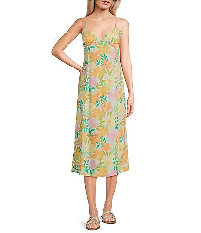 Billabong Summer Shine Printed Sleeveless Midi Dress