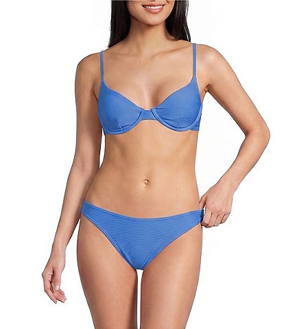 Billabong Tanlines Solid Ribbed Texture Underwire Bra Swim Top & Solid Ribbed Texture Hipster Swim Bottom