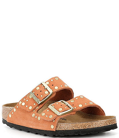 Birkenstock Arizona Suede Rivet Detail Double Banded Slide Sandals