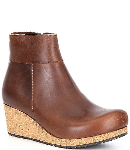 Papillo by Birkenstock Ebba Leather Platform Wedge Clog Booties