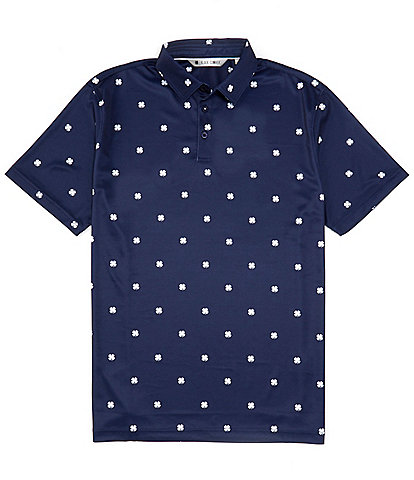 BLACK CLOVER Cloverfield Print Short Sleeve Polo Shirt