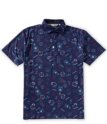 BLACK CLOVER Good Vibes Short Sleeve Printed Polo Shirt