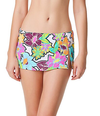 Bleu Rod Beattie Color Crush Floral Print Hipster Swim Skirt