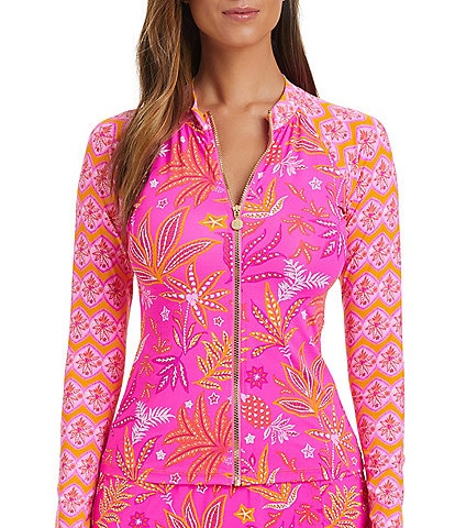 Bleu Rod Beattie Desert Bloom Stand Collar Zip Front Rashguard