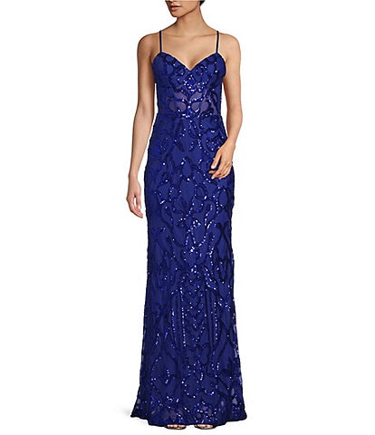 Blondie Nites Juniors Blue Lace-Up-Back Gown Dress – COUTUREPOINT