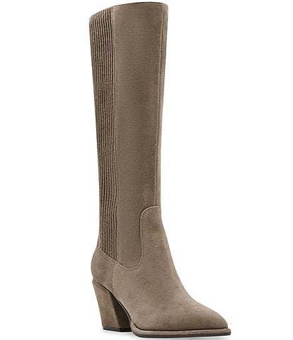 Blondo Elexis Waterproof Suede Stretch Shaft Block Heel Tall Boots