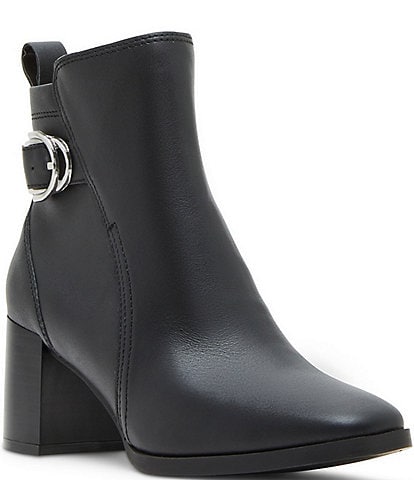 Blondo Ginelle Waterproof Buckle Detail Leather Block Heel Booties