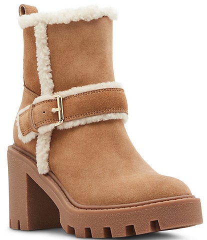 Blondo Teryn Waterproof Suede Faux Shearling Block Heel Booties