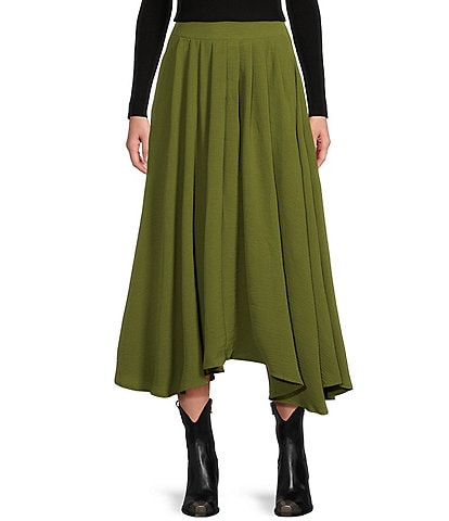 Blu Pepper Box Pleated Midi Skirt