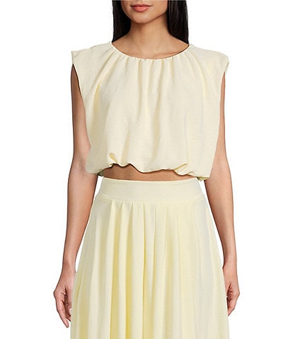 Blu Pepper Coordinating Sleeveless Cropped Tie Back Bubble Top