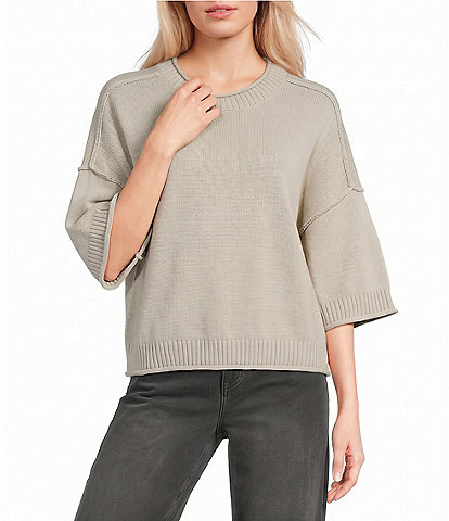 Blu Pepper Exposed Seam Drop Shoulder Sweater