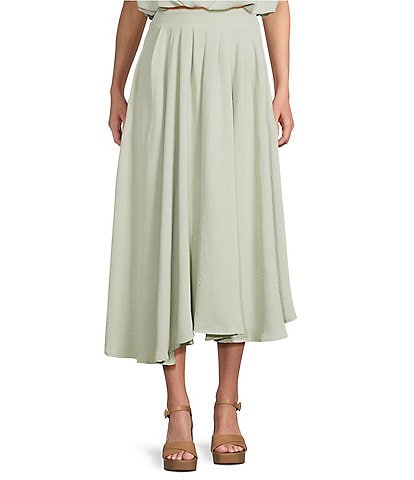 Blu Pepper Coordinating Flared Pleated Midi Skirt