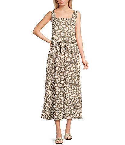 Blu Pepper Geometric Pattern Coordinating Midi Skirt