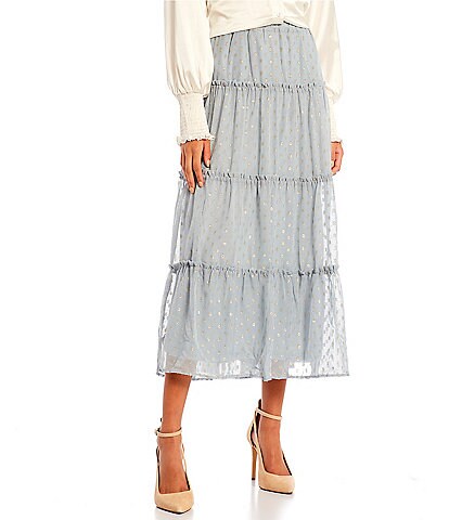 Blu Pepper High Rise Pull-On Tiered Maxi Skirt