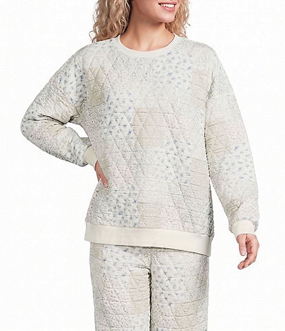 Blu Pepper Multi Floral Patchwork Long Sleeve Coordinating Crewneck